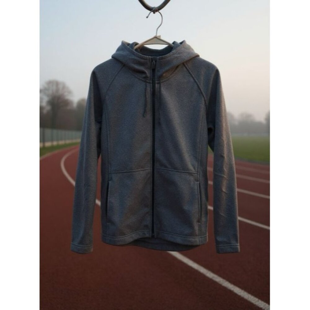 Womens Size S Lightweight Gray‎ Full-Zip Hooded Jacket With Pockets